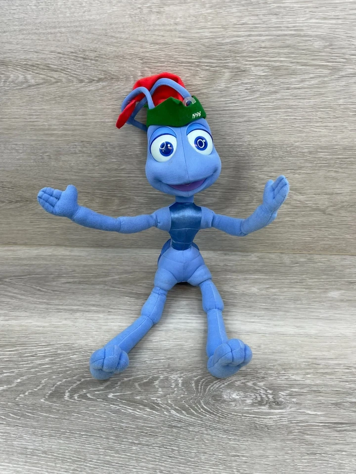 Juguete de peluche de Navidad de colección años 90 Disney Pixar niños azul A Bug's Life Flik Foto 1 de 4