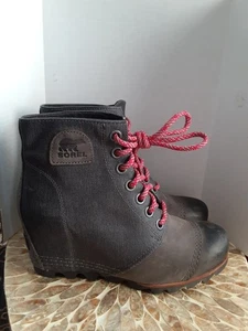 NWOB Sorel PDX Wedge Booties Sz 9 Grey $199 Waterproof Nubuck Ships From USA  - Picture 1 of 5