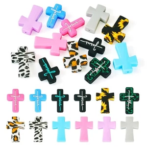FASHEWELRY 12Pcs Cross Silicone Focal Beads for Pens Leopard Cross Shaped Bea... - Picture 1 of 7