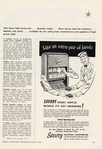 Pubblicità Stampa Vintage 1953 Savory Equipment Incorporated NJ Speeds Service - Foto 1 di 1