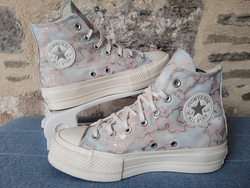 Scarpe alte Converse Chuck Taylor All Star Lift Platform effetto marmo UK 5