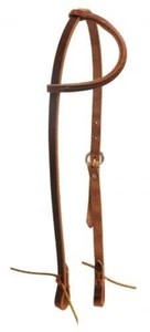 American Made Oiled Harness Leather Sliding One Ear Headstall w/ Tie Ends - Picture 1 of 1