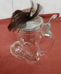 Bierstiefel mit Gamsbart   Original BMF Bierstiefel   ca. 0,5 L - Bild 1 von 3