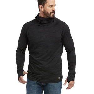 Ariat Rebar Gridwork Balaclava Base Layer Size S Black Long Sleeve Hooded Top - Picture 1 of 15