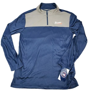 Majestic® Men's MEDIUM Atlanta Braves™ Lightweight 1/4 Zip Long-Sleeved Pullover - Picture 1 of 6