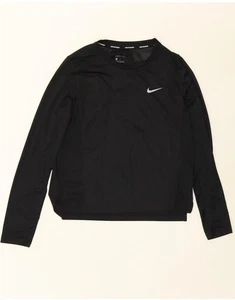 NIKE Womens Dri Fit Top Long Sleeve UK 12 Medium Black Polyester BP03 - Picture 1 of 4