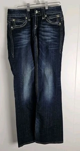 Rock Revival Women's Size 26 Jeans Gwen Easy Boot Button Flap Pockets Distressed - Picture 1 of 11