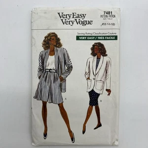 Vogue 7481 Jacket Shorts & Skirt Size 12-16 Vintage 1989 Uncut - Picture 1 of 4