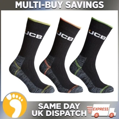 JCB High Vis Boot Socks - Luxery Quality - 3 Pair Thick Heavy Duty Warm - Image 1 of 4