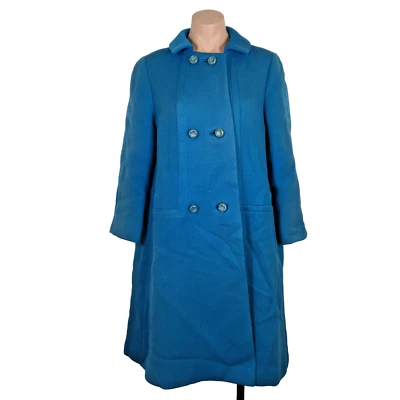 Marki NY Classy Vtg 1940s Style Long Blue Wool Swing Dress Coat Womens Sz S/M - Image 1 of 4