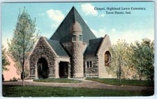 Terre Haute, Indiana Em Capela Highland Gramado Cemitério Ca Década De 1910 Cartão Postal