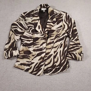 Vintage Dress Barn Blazer Women's Medium Animal Print 3 Button Made In USA  - Picture 1 of 15