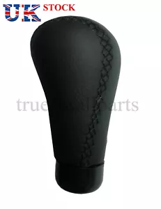 1x Universal Black Leather Gear Shift Knob fit 5 / 6 Speed car bus van - Picture 1 of 2