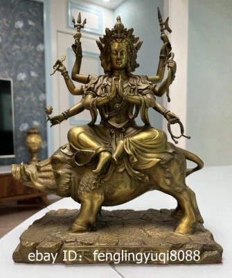 Latón Cobre Budismo Tibetano Tantrismo Marici Bodhisattva Buda Estatua H 27CM Foto 1 de 4
