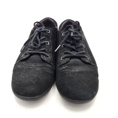 Scarpa Oxford Clarks donna 7 5 m classica casual stringata piatta nera morbida ecopelle scamosciata