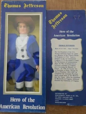 De colección Héroe de la Revolución Americana Thomas Jefferson 8" nuevo K mart Foto 1 de 2