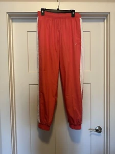 Nike Track Pants Lined Women’s M 8-10 Pink Ankle Joggers loose fit mid rise - Picture 1 of 12