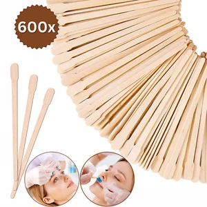 600x Extra Kleine 3,5" Holz Wachsstäbchen Spatel Augenbrauen Lippen Haar Applikator - Bild 1 von 9