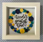 Fathers Day World's greatest Dad button box frame picture gift 18cm x 18cm 