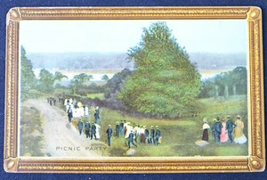 Tarjeta postal de fiesta de picnic PC alrededor de 1909 sin usar - Imagen 1 de 1