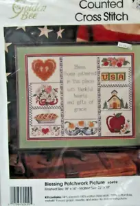 " Blessing Patchwork Picture" Cadamar designs Golden Bee cross stitch kit - Picture 1 of 3