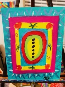 Original Abstract Painting Acrylic 11 x14 Canvas Flat Board Signed - Picture 1 of 3