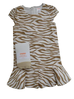 Gymboree Girls 5/6 Dress Zebra Print Dress 5 Footless Tights Right Meow 5/6 New - Image 1 of 4
