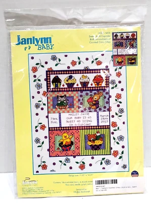 Janlynn Counted Cross Stitch Baby Sweet As A Cupcake Birth Announcement - Image 1 of 2