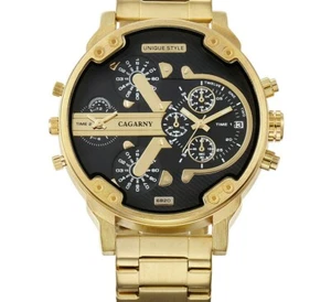 luxe montre hommes Sport Quartz horloge étanche or acier bracelet militaire - Imagen 1 de 29