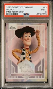 Woody 95/399 2023 Topps Chrome Disney100 Pink Refractor PSA 9 - Picture 1 of 2