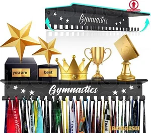 Metal Medal Hanger Display,Non-Slip Trophy Shelf with 20 Hooks,Wall Mount,Heavy - Picture 1 of 6