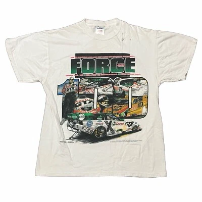Camiseta John Force 2002 NHRA 100 Wins Talla Hombre Grande Autógrafo Camiseta Blanca Foto 1 de 4