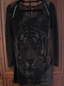 Jasmine London Size 12 Black Fishnet Dress Over Tiger Picture Underlay RRP £28 - Picture 1 of 4