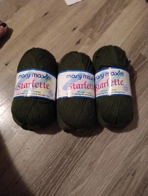 Lot of 3-Mary Maxim Starlette-Avocado Green Acrylic Worsted 3.5 oz/190 yds. NEW  - Image 1 of 4