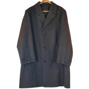 Vintage Lakeland Wool Blend Overcoat Men's 44 Charcoal Gray Czechoslovakia 80's - Picture 1 of 9