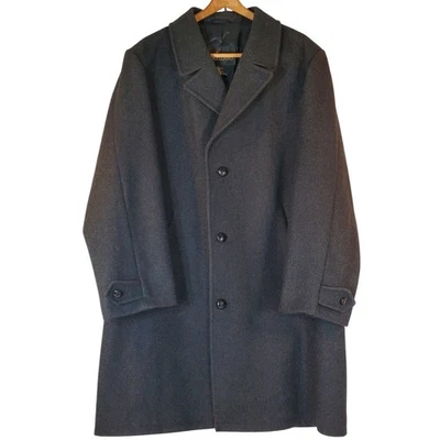 Vintage Lakeland Wool Blend Overcoat Men's 44 Charcoal Gray Czechoslovakia 80's - Image 1 of 4