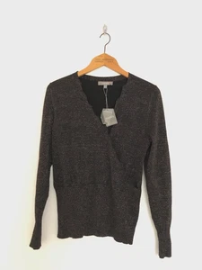 Oasis Pullover Oberteil Größe Medium NEU braun/schwarz glitzernd V-Ausschnitt Wickeloptik neu mit Etikett - Bild 1 von 11