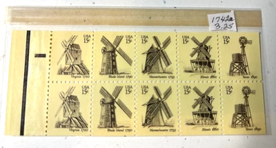 US Scott # 1742a (1738-1742), Windmills, Block of 10 1980 15¢ Stamps, MNH - Image 1 of 4