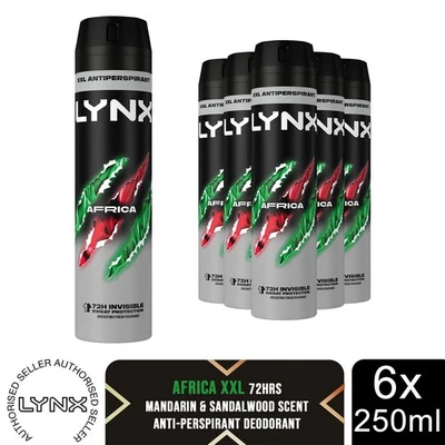Lynx XXL Africa 72H Schweißschutz Anti-Transpirant Deodorant 6x250ml