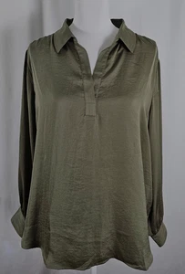 New Banana Republic Womens Pullover Blouse Olive Green Polyester XL - Picture 1 of 9