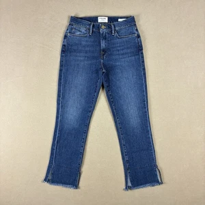 Jeans donna FRAME Le High dritto 27 Fisher Beach orlo spacco sfilacciato crop - Foto 1 di 16