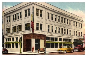 OKLAHOMA CITY, OKLAHOMA - LOCAL FEDERAL SAVINGS & LOAN - LINEN POSTCARD - Picture 1 of 2