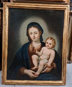 olio su tela Madonna con bambino - Foto 1 di 13