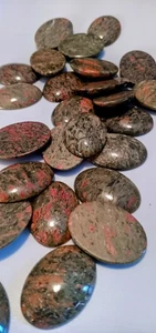 Unakite Jasper Oval Cabochon Loose Gemstone 30X22X3mm New Wholesale Lot 50 Ct - Picture 1 of 2