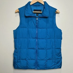 Lands' End Puffer Down Vest Medium Full Zip Insulated Lightweight Blue - Picture 1 of 7