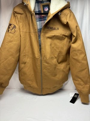 NFL Tan Cincinnati Bengals Build Up Men’s L Coat Jacket NWT - Image 1 of 4