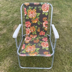 Vtg Folding Deck Chair 70s Floral Garden Camping Festival Seaside Campervan VW - Picture 1 of 18