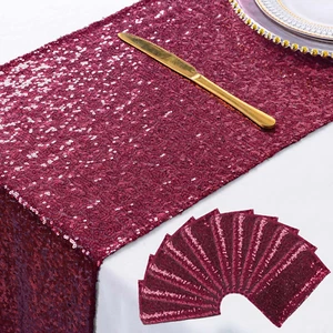 Shinybeauty Sequin Table Runner Burgundy 12X108-Inch Wine Table Runner Pack of 1 - Picture 1 of 12
