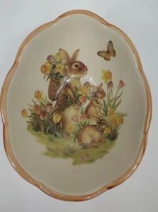 Cracker Barrel Easter Traditions Spring Rabbit Candy Trinket Dish Bunny Ceramic - Picture 1 of 11