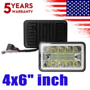 Pair 4x6 LED Headlight w/ DRL For H4652 H4666 H6545 H6054 H4651 H4656 US Stock - Picture 1 of 13